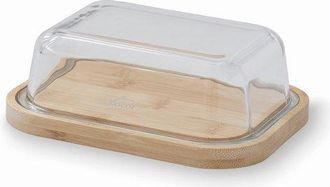 OEM Dispensador De Mantequilla, Base De Bamb&uacute;, Vidrio Borosilicato Plano, F&aacute;cil De Limpiar, Lavable, 18 X 11 X 5 Cm