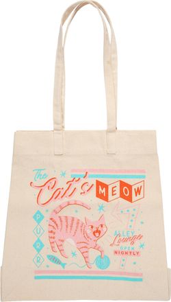 Karma Retro Canvas Tote for Women, Canvas Beach Bag, Reusable Shopping Bags, Shoulder Reusable Grocery Tote, Cat