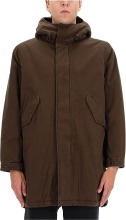 Aspesi Hooded Cotton Parka - Heren - Parka Jassen - Bruin - L - Katoen - Jassen