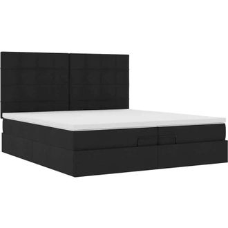 vidaXL Estructura De Cama Otomana Con Colchones Tela Negra 200x200cm Vidaxl