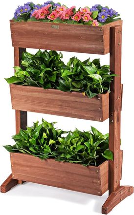 Costway Costway - Soporte Para Plantas De 3 Niveles Cama Elevada Estante Para Macetas Flores Estanter&iacute;a Multiuso Para Jard&iacute;n Balc&oacute;n Decorativas 73x38x106cm