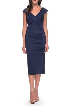 La Femme Chic Short Evening Dress with Pleating in Navy at Nordstrom, Size 10