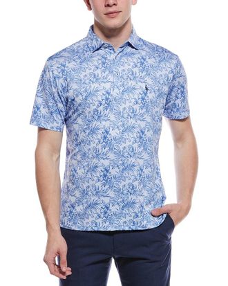 Tailorbyrd Tailorbyrd Distressed Tropical Printed Performance Polo Shirt