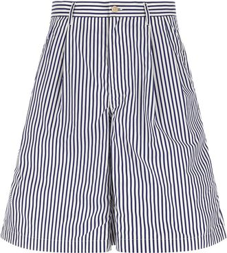 Comme Des Gar&ccedil;ons Gestreepte Pliss&eacute;s Short - Heren - Korte Broeken - Blauw - L - Katoen - Korte Broeken