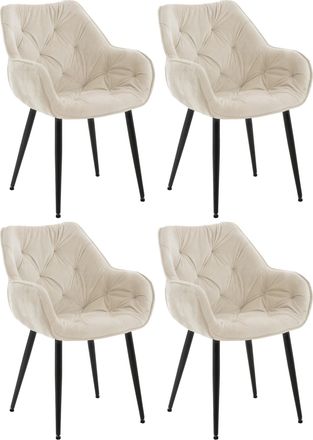 Clp Clp - Set De 4 Sillas Tanna De Sal&oacute;n En Terciopelo Crema