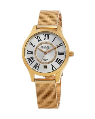 August Steiner Womens Stainless Steel Diamond Watch