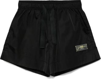 Ganni logo-patch shorts - women - Recycled Polyamide - 32 - Black