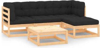 vidaXL Juego De Muebles De Jard&iacute;n 5 Pzas Y Cojines Madera Maciza Pino Vidaxl