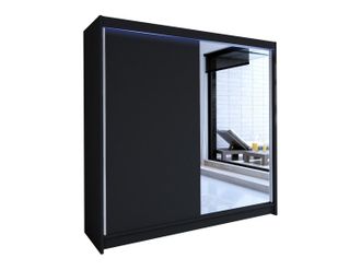Mirjan24 Armario Closico Cavaris I, Negro, 215x180x58cm, Puertas De Armario: Correderas, N&uacute;mero De Estantes: 5, Led
