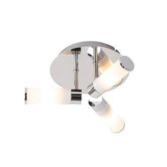 QAZQA Moderno Plaf&oacute;n De Ba&ntilde;o Moderno Cromado 3 Luces Ip44 - Bath Acero /vidrio Redonda Adecuado Para Led Max. 3 X 28 Watt - Qazqa