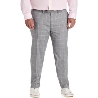 Michael Kors Big & Tall Windowpane Suit Pants in Grey at Nordstrom, Size 50 X 30