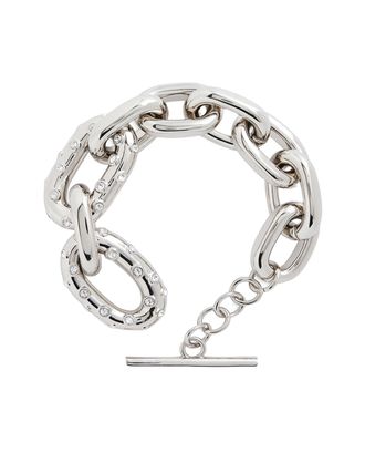 Paco Rabanne Polished Silver Chain Bracelet With Interlaced Links