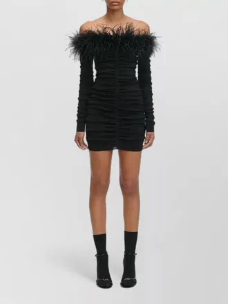 Self Portrait chiffon mini dress feather trim bodycon