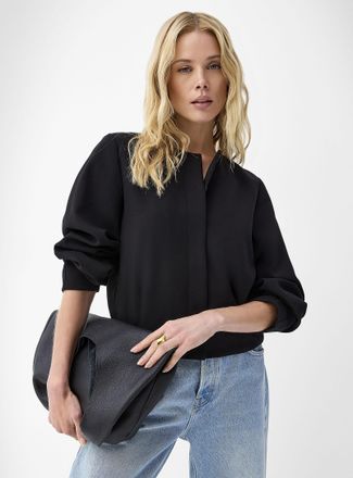 Icone Womens Hidden-button crew-neck jacket