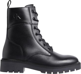 Calvin Klein Jeans Lage veterlaarzen met rits - Dames - Veterlaarzen - Zwart - 37 EU - Leer - Schoenen