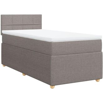 vidaXL Cama Box Spring Con Colch&oacute;n Tela Gris Taupe 80x200 Cm Vidaxl