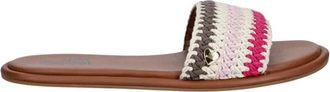 Love Moschino Sandalen met gehaakte band en logoplaat - Dames - Sandalen - Beige - 41 EU - Leer - Schoenen