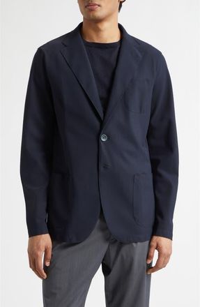 Herno Lightweight Regular Fit Stretch Scuba Knit Sport Coat in 9200 Navy at Nordstrom, Size 46 Us