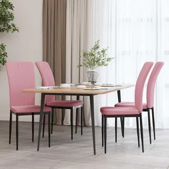 vidaXL Sedie Da Pranzo 4 Pz Rosa In Velluto - Vidaxl