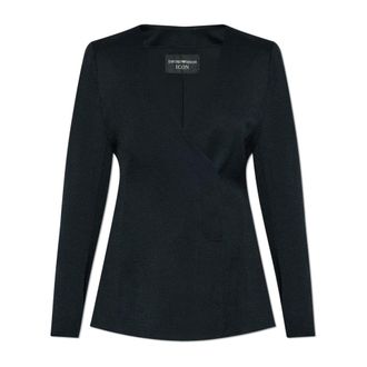 Emporio Armani Dames, Jassen, Blauw, Maat: M Leer