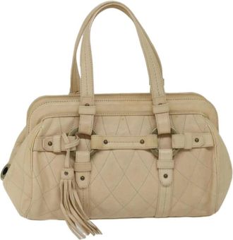 Bally Pre-owned Handbags, female, Beige, Size: ONE SIZE Pre-owned Vintage Quilted Leather Satchel Handbag