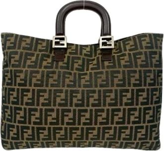 Fendi Pre-owned Tote Bags, female, Brown, Size: ONE SIZE Pre-owned Vintage Canvas Tote Bag