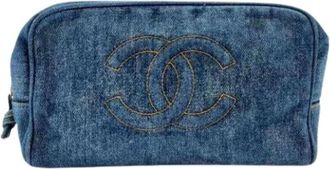 Chanel Pre-owned Clutches, female, Blue, Size: ONE SIZE Pre-owned Denim Clutch