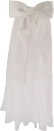 Self Portrait Womens Bow-Embellished Veil Hair Clips White Synthetic Pins Claws &