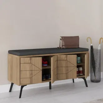 Dmora Zapatero Velma, Mueble Para 8 Pares De Zapatos, 2 Estantes, 4 Puertas, 107x35x55 Cm Roble Marr&oacute;n