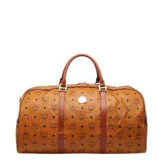 MCM Pre-owned Weekend Bags, unisex, Brown, Size: ONE SIZE Pre-owned Visetos Monogram PVC Boston Bag