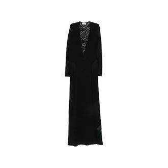 Elisabetta Franchi Lace-panelled Long-sleeve Maxi Dress