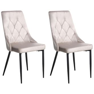 Beliani Beliani - Conjunto De 2 Sillas De Comedor Modernas De Terciopelo Con Patas De Hierro Negras Con Recubrimiento En Polvo Gris Pardo Avenir