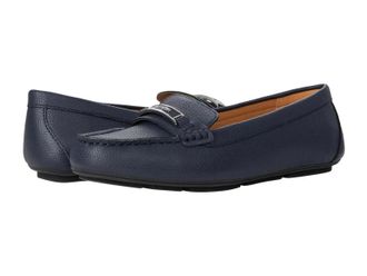 Calvin Klein Levonne Flats Womens Navy Leather Moc Toe Loafer Shoes RHS8438