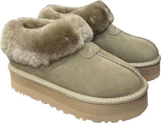 Generic Women thick soled raised fur integrated snow boots with thick fleece and warm short boots (Green,5.5)