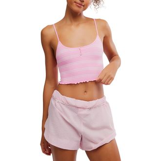 Free People Snap Into It Crop Pajama Henley Tank in Neon Gumdrops at Nordstrom, Size X-Small