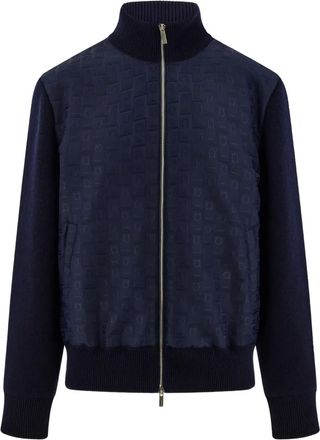 Ferragamo monogram jacquard knitted bomber jacket - men - Virgin Wool/Technical Fabric/Wool - M - Blue