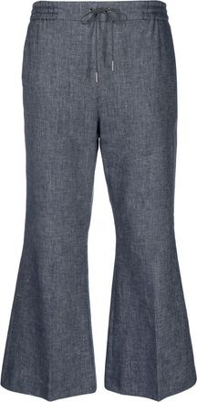 Fabiana Filippi drawstring flared trousers - women - Silk/Cotton/Elastane - 44 - Blue