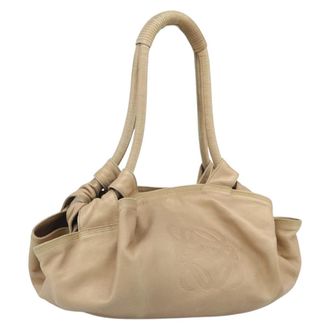 Loewe Anagram Logo Nappa Aire Hand Leather Beige Leather Handbag (Pre-Owned)