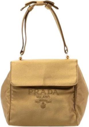 Prada Pre-owned Handbags, female, Yellow, Size: ONE SIZE Pre-owned Satin Handbag