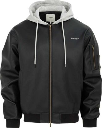 Firetrap Herenjack met capuchon van PU (Zwart)
