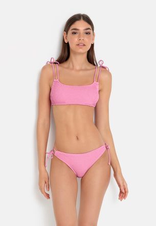 Lascana Bustier-Bikini-Top LSCN BY LASCANA Lou, Damen, Gr. L, N-Gr, rosa (hellrosa), Elasthan, Polyester, Strukturmuster, Bikini-Oberteile Bustier-Bikini-Top,
