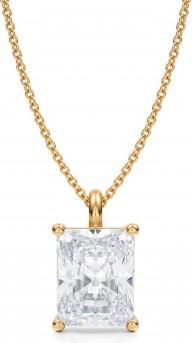 Allurez Radiant Lab Diamond 4-Prong Necklace 14K Yellow Gold (3.50ct)