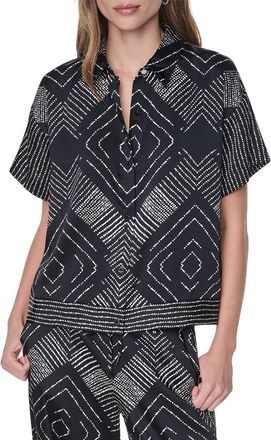DKNY Dkny Drop-Shoulder Printed Top