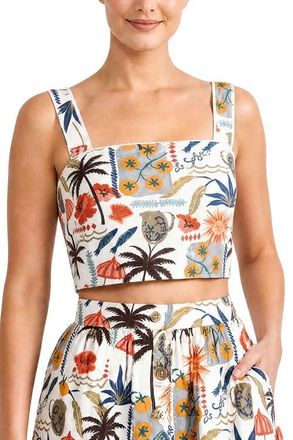 Change of Scenery Ilyssa Square Neck Smocked Crop Top in Riviera at Nordstrom, Size Medium