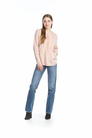 Papillon Cable Knit Hooded Sweater With Pockets In Blush