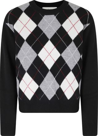 Dunst Black Oversized Checkered Wool-Blend Sweater