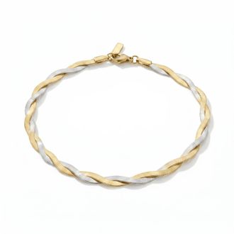 Pompeii3 Amina Anklet 18k Mixed Metal 10 6mm Total Width Herringbone Chain