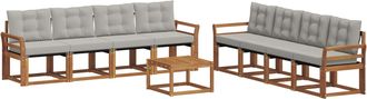 vidaXL Conjunto De Sof&aacute;s De Exterior 9 Uds. Gris Natural Y Claro Vidaxl