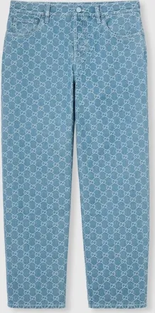 Gucci GG Denim Jacquard Pants, Blue, Ready-to-wear