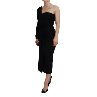 Dolce & Gabbana Abito Monospalla in Jersey con Dettaglio Rosa - - Dresses - Donna - Nero - L